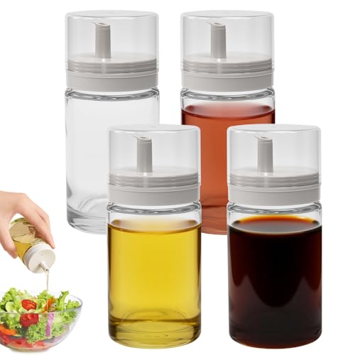Byfoyif 4 Stück Glasflaschen Oil Dispenser Bottles Essig Glass Vinegar Auslaufsicher Glass 100ml / 3.38oz kleine Dispenser für Küche Grill Haushalt von Byfoyif