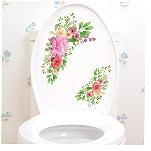 Byfri 1 Set Wc-sitze Aufkleber Toiletten-tür-Blumen-Aufkleber-Karikatur-Badezimmer Abziehbilder Für Dekorationen Supplies von Byfri