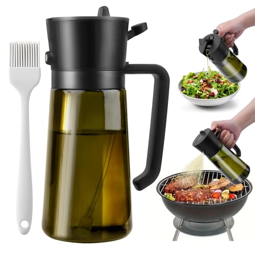 Byitin Öl Sprühflasche Light-Blocking Dark, 2 in 1 Ölsprüher für Speiseöl mit Silikonbürste, 470ml Olivenölsprüher, Glas Ölspray zum Kochen für Salat, Backen, Air Fryer Byitin Öl Sprühflasche Light-Blocking Dark, 2 in 1 Ölsprüher für Speiseöl mit Silikonbürste, 470ml Olivenölsprüher, Glas Ölspray zum Kochen für Salat, Backen, Air Fryer von Byitin