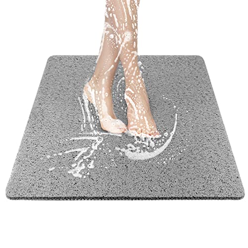 Bylphy Duschmatte rutschfest, Anti-rutsch Badewannenmatte mit Massage-Effekt, PVC-Luffa Duschmatte, Schnell Trocknend Badematte für Badewanne und Nassbereiche (Grau - Quadrat, 80 x 80 cm) von Bylphy