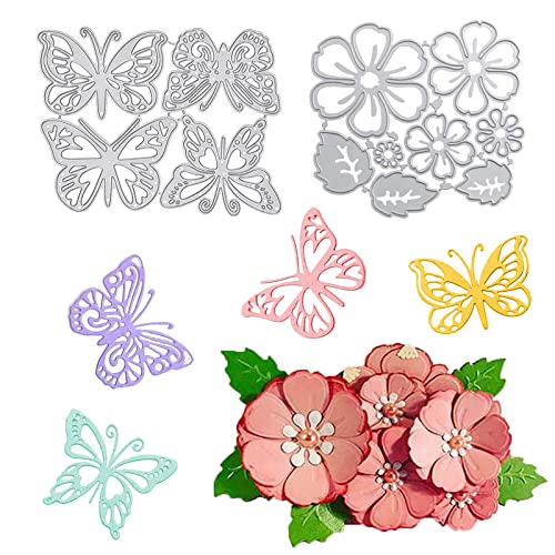 Bymivofun 12 Stück Stanzformen Set, Blumenblätter Form Stanzformen, Schmetterlingsform 3D Stanzschablonen, für Diy Craft Dekoration, Album Dekoration, Grußkarte von Bymivofun