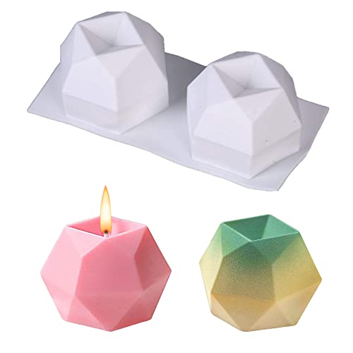 Bymivofun Kerzenform, 2-fach Diamant würfel Kerzenform, 3D-Würfel-Silikon-Kerzenform, zur Herstellung von Gummikerzen, DIY-Kerze, Sojawachs, handgemachter Seife von Bymivofun