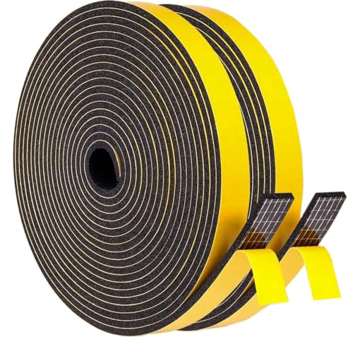 Dichtungsband Selbstklebend für Türen Fenster, 12mm(B) x 3mm(D)/12m Schaumstoff klebeband Gummidichtung Gegen Kalte Zugluft/Anti-Kollision/Schalldichter/Wasserdichter/Staubdicht von Bynsaer