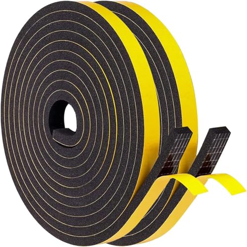 Dichtungsband Selbstklebend für Türen Fenster, 12mm(B) x 6mm(D)/8m Schaumstoff klebeband Gummidichtung Gegen Kalte Zugluft/Anti-Kollision/Schalldichter/Wasserdichter/Staubdicht von Bynsaer