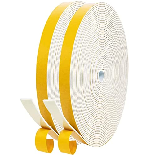 Dichtungsband Selbstklebend für Türen Fenster, 6mm(B) x 1.5mm(D)/20m Schaumstoff klebeband Gummidichtung Gegen Kalte Zugluft/Anti-Kollision/Schalldichter/Wasserdichter/Staubdicht Weiß von Bynsaer