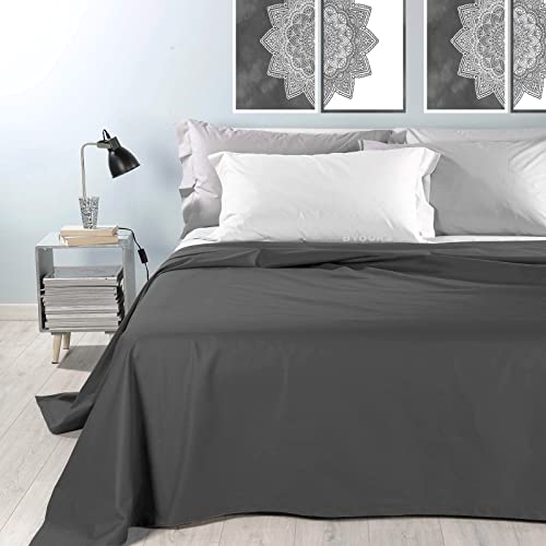 Byour3 - Tagesdecke Reine Baumwolle 100% LICHT Doppelbett Einzelbett Queen Size Bettdecke Rechteckiges Hypoallergenes Dekorative Decke Widerstandsfähige Abdeckung Schlafzimmer (Anthrazit Doppelbett) von Byour3