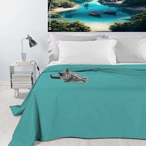 Byour3 - Tagesdecke Reine Baumwolle 100% LICHT Doppelbett Einzelbett Queen Size Bettdecke Rechteckiges Hypoallergenes Dekorative Decke Widerstandsfähige Abdeckung Schlafzimmer (Tiffany, Doppelbett) von Byour3