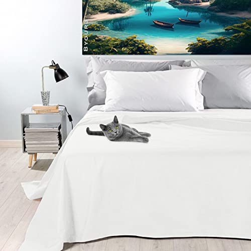 Byour3 - Tagesdecke Reine Baumwolle 100% LICHT Doppelbett Einzelbett Queen Size Bettdecke Rechteckiges Hypoallergenes Dekorative Decke Widerstandsfähige Abdeckung Schlafzimmer (Weiß, Queen Size) von Byour3