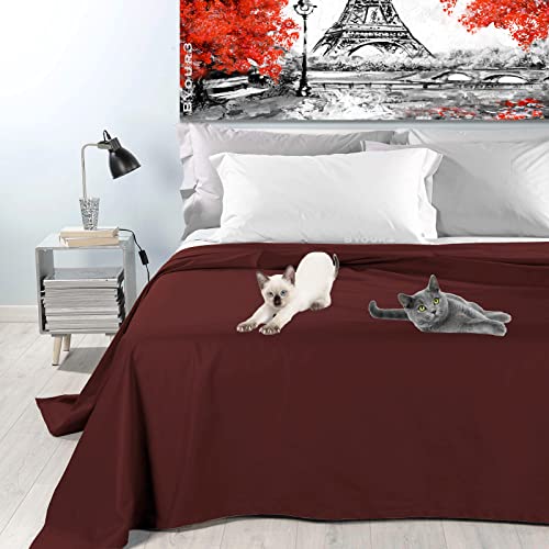 Byour3 - Bettüberwurf Bio-Baumwolle Gemischte Doppelbett Einzelbett Queen Size Bettdecke Sommer Frühling Dekorative Decke Widerstandsfähige Abdeckung Schlafzimmer (Schwarzkirsche, Einzelbett) von Byour3