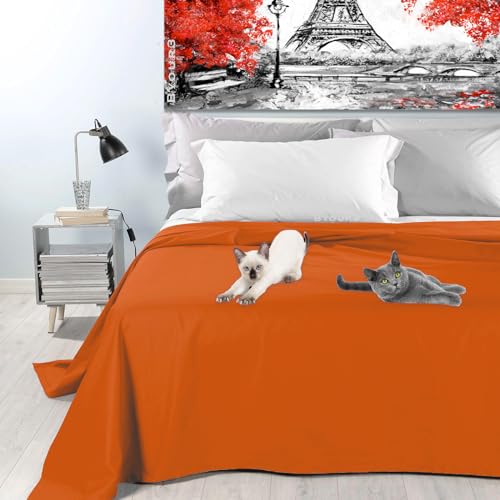 Byour3 - Bettüberwurf Bio-Baumwolle Gemischte Doppelbett Einzelbett Queen Size Bettdecke Sommer Frühling Dekorative Decke Widerstandsfähige Abdeckung Schlafzimmer (Orange, Queen Size) von Byour3