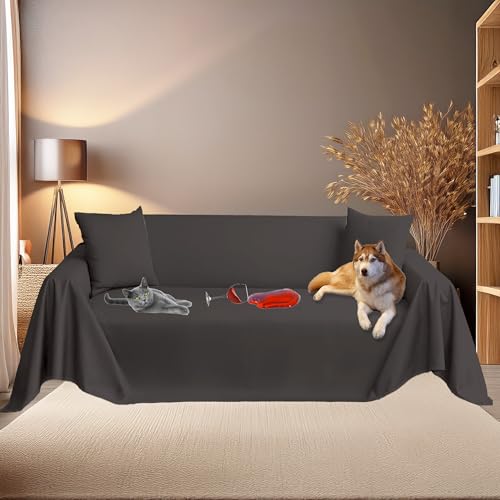 Byour3 – SUPER WASSERDICHT Sofabezug 3 4 2 Sitzer Sofaschutz Baumwolle Haustiere Fleckenabweisender Schutz Anti Tierhaare Katze Hund Kinder Waschbarer Sofaschutzbezug Rechteckig (Schlamm, 4/5 Sitzer) von Byour3