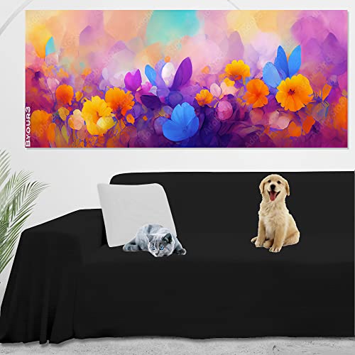 Byour3 - Sofa Couch Wasserdicht Baumwolle Gemischt Schutz Haustieren Sofabezug Also Von L U Form Ecksofa Sofaschoner Anti-Kratze Hunde Katzen Kinder Sofaüberwurf Abwaschbar (Schwarz, 230x300 cm) von Byour3