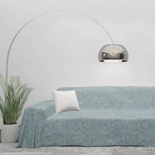 Byour3 – Sofabezug 100% Baumwolle mit Muster 2 4 3 Sitzer Sofa Cover Abdeckung Alles Sofaüberwurf Widerstandsfähiger Sofaschutz Auch für Ecksofa Waschbar (Sakura Hellblaue, 2 Sitzer) von Byour3