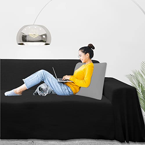 Byour3 - Sofabezug 2 3 4 Sitzer Leichte 100% Reine Baumwolle Sofa Cover Schutzhülle Sofaüberwurf L U Form Ecksofa Sofa Couch Abdeckung Alles Couchbezug Abwaschbar (Schwarz, 1 Sitzer) von Byour3