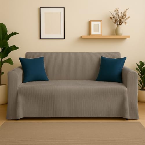 Byour3 - Sofabezug 3 4 5 Sitzer Gemischte Baumwolle Sofaüberwurf Jacquard Rechteckiger Schutzstoff Auch Für Ecksofa L U Form Mit Ohne Chaise Longue Universell Waschbar (Ottoman Stahlgrau, 2 Sitzer) von Byour3