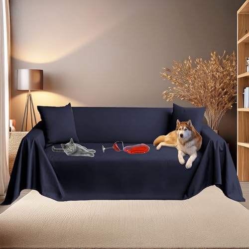 Byour3 – Sofabezug SUPER WASSERDICHT 3 2 4 Sitzer - Sofaschoner Katze Hund Kinder Haustiere - Sofaschutz Fleckenabweisender Anti Tierhaare Sofa-Abdeckung Rechteckig Waschbarer (Königsblau, 3 Sitzer) von Byour3
