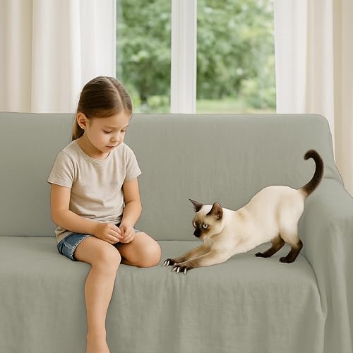 Byour3 - Sofaüberwurf 3 4 2 Sitzer Dicke Baumwolle Gemischter Sofa Cover Mehrzweck Sofabezug Auch Für Ecksofa L U Form Sofa-Couch Abdeckung Alles Abwaschbar Beständig (Ingwer, 5 Sitzer) von Byour3