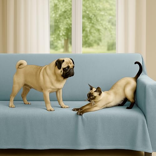 Byour3 - Sofaüberwurf 3 4 2 Sitzer Dicke Baumwolle Gemischter Sofa Cover Mehrzweck Sofabezug Auch Für Ecksofa L U Form Sofa-Couch Abdeckung Alles Abwaschbar Beständig (Panama Hellblau, 2 Sitzer) von Byour3