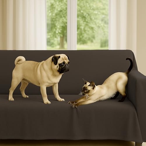 Byour3 - Sofaüberwurf 3 4 2 Sitzer Dicke Baumwolle Gemischter Sofa Cover Mehrzweck Sofabezug Auch Für Ecksofa L U Form Sofa-Couch Abdeckung Alles Abwaschbar Beständig (Taupe, 4 Sitzer) von Byour3