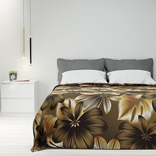 Byour3 - Tagesdecke Doppelbett 100% Baumwolle Blumenmuster Bettüberwurf Einzelbett Frühling Dekorative Decke Sommerdecke Mehrzweck Beständig Waschbar (Luxury Gold Bronze, Einzelbett) von Byour3