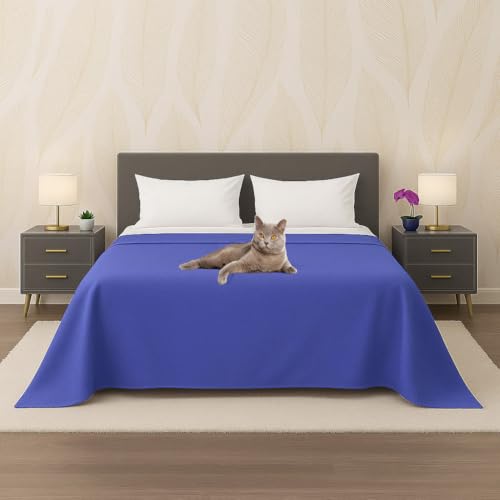 Byour3 - Tagesdecke Reine Baumwolle 100% LICHT Doppelbett Einzelbett Queen Size Bettdecke Rechteckiges Hypoallergenes Decke Widerstandsfähige Abdeckung Schlafzimmer (Königsblau, Doppelbett) von Byour3