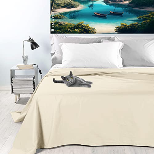 Byour3 - Tagesdecke Reine Baumwolle 100% LICHT Doppelbett Einzelbett Queen Size Bettdecke Rechteckiges Hypoallergenes Dekorative Decke Widerstandsfähige Abdeckung Schlafzimmer (Elfenbein, Doppelbett) von Byour3