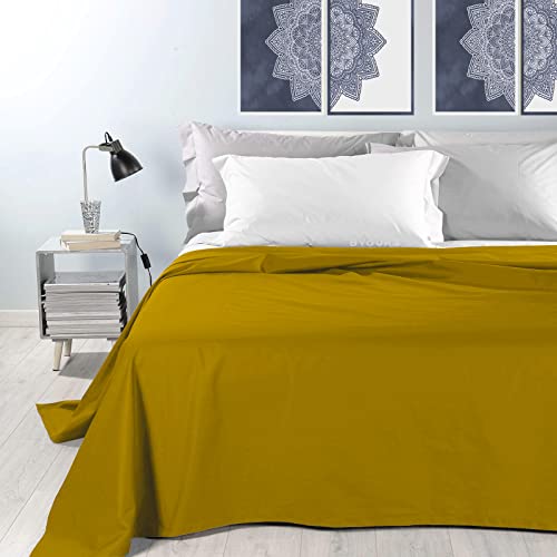 Byour3 - Tagesdecke Reine Baumwolle 100% LICHT Doppelbett Einzelbett Queen Size Bettdecke Rechteckiges Hypoallergenes Dekorative Decke Widerstandsfähige Abdeckung Schlafzimmer (Gold, Einzelbett) von Byour3