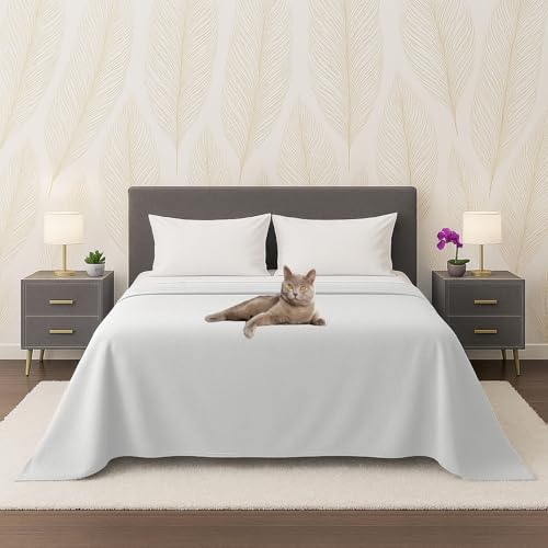 Byour3 - Tagesdecke Reine Baumwolle 100% LICHT Doppelbett Einzelbett Queen Size Bettdecke Rechteckiges Hypoallergenes Dekorative Decke Widerstandsfähige Abdeckung Schlafzimmer (Weiß, Queen Size) von Byour3