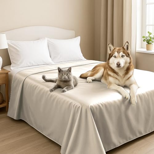 Byour3 – Tagesdecke SUPER wasserdichte Bettschutz Fleckenbeständig für Doppelbett Einzelbett Anti-Schimmel Anti-Tierhaar Katzen Hunde Haustiere Kinder Waschbare Decke (Elfenbein, Einzelbett) von Byour3