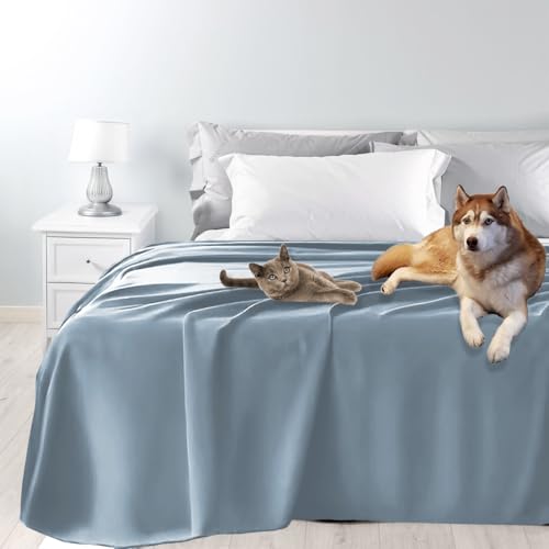 Byour3 – Tagesdecke SUPER wasserdichte Bettschutz Fleckenbeständig für Doppelbett Einzelbett Anti-Schimmel Anti-Tierhaar Katzen Hunde Haustiere Kinder Waschbare Decke (Hellblau, Doppelbett) von Byour3