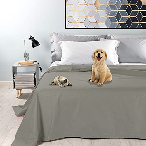 Byour3 - 100% wasserdichte Baumwolle Doppel Tagesdecke Wohndecke Einzelbett Queen Size Resistenter Schutz Anti-Kratze Tierhaare Haustieren Hunde Katzen Kinder Waschbar (Stahlgrau, Einzelbett) von Byour3