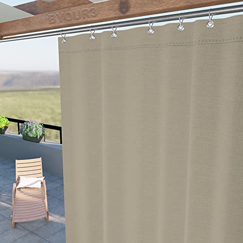 Byour3 – wasserdichte Outdoor Vorhäng Wetterfest mit Metallringen Anti-Schimmel Verdunkelungs Seitenvorhänge Markise für Balkon Pavillon Terrasse Sonnenschutz (Beige, B. 400 x 290 L) von Byour3