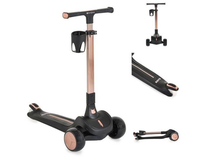 Byox Cityroller Kinderroller Aero klappbar, Getränkehalter Hinterradbremse höhenverstellbar von Byox