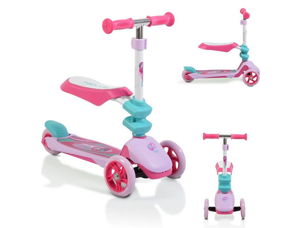 Byox Cityroller Kinderroller Epic 2 in 1, Roller u. Laufrad, 3 PU Räder, klappbar, ab 3 J von Byox