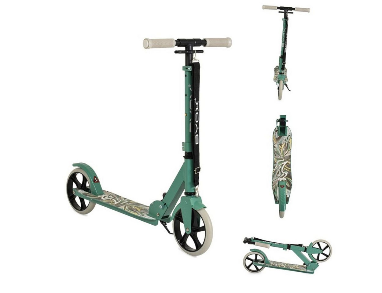 Byox Cityroller Kinderroller Flurry, klappbar, Seitenständer, höhenverstellbar, PU-Räder von Byox