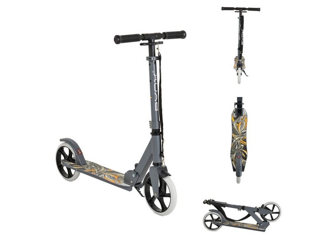 Byox Cityroller Kinderroller Flurry, klappbar, Seitenständer, höhenverstellbar, PU-Räder von Byox