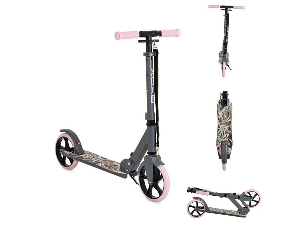 Byox Cityroller Kinderroller Flurry, klappbar, Seitenständer, höhenverstellbar, PU-Räder von Byox