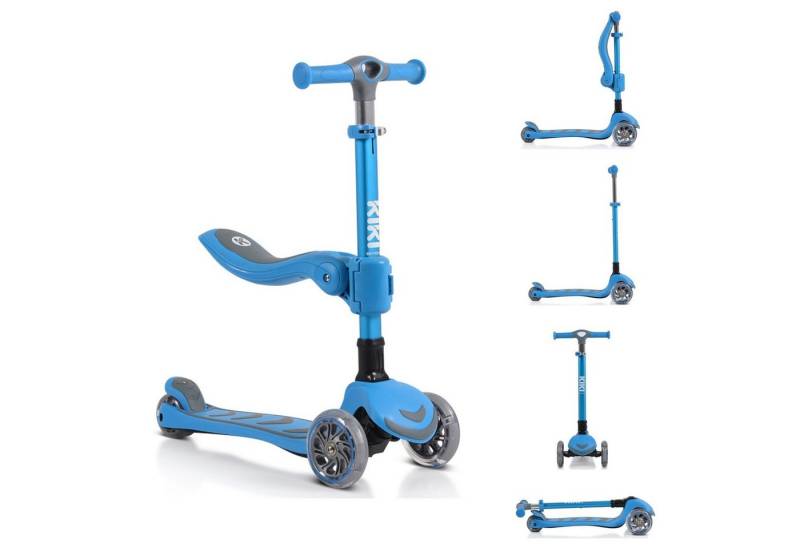 Byox Cityroller Kinderroller Kiki 2 in 1, Höhe einstellbar 4 blinkende PU-Räder, klappbar von Byox