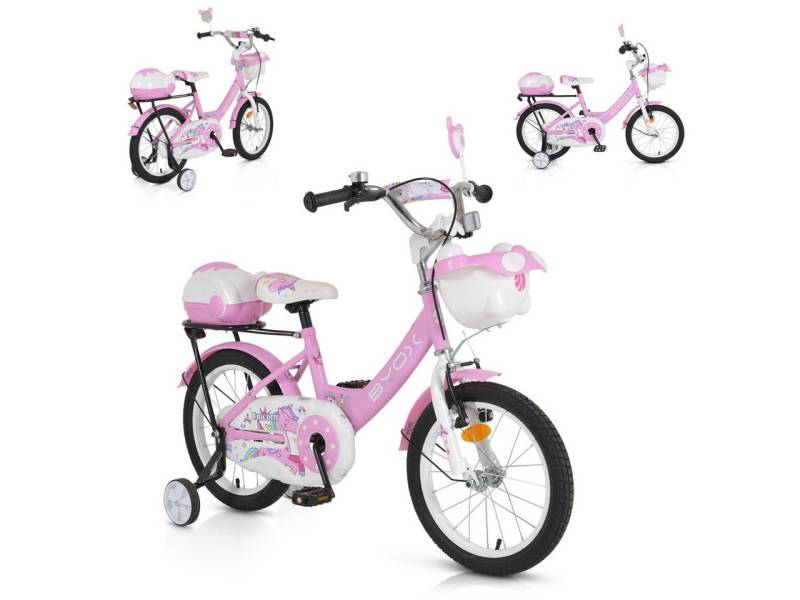 Byox Kinderfahrrad Kinderfahrrad 16 Zoll 1602, 1 Gang 1 Gang, keine, Stützräder, höhenverstellbar, Klingel, Körbe von Byox