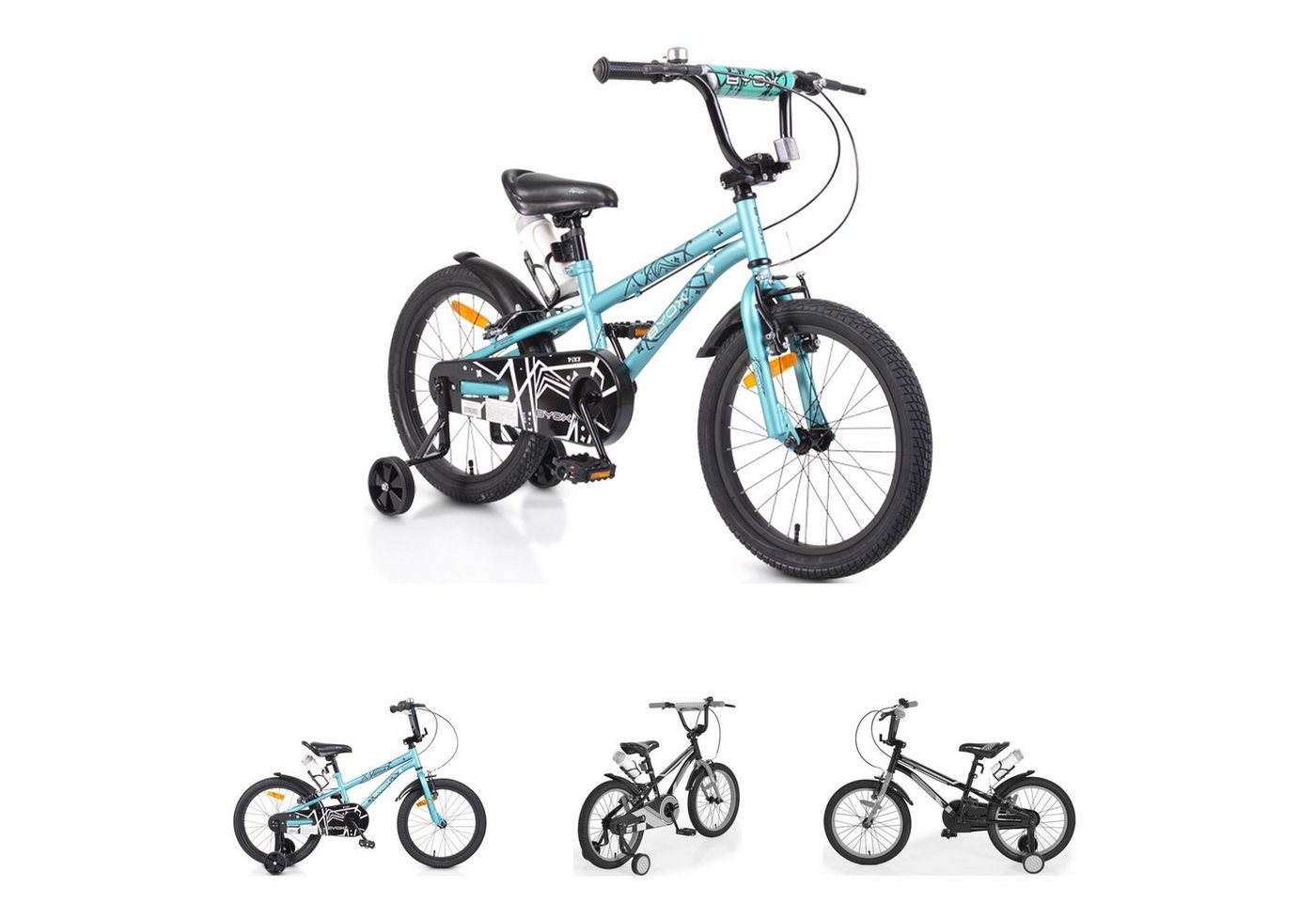 Byox Kinderfahrrad Kinderfahrrad 18 Zoll Pixi, 1 Gang 1 Gang, keine, Klingel, Reflektoren, Stützräder, ab 5 Jahre von Byox