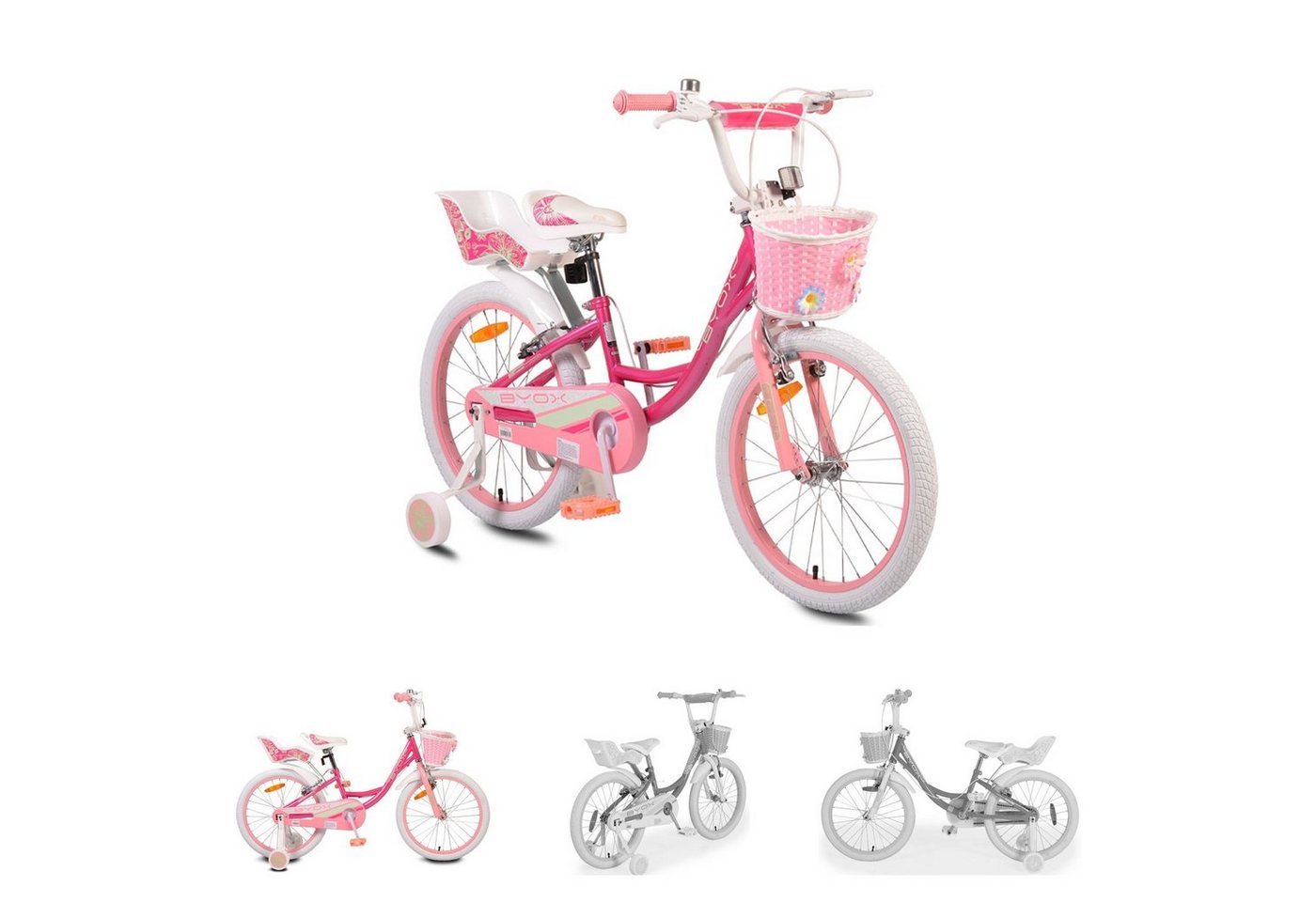 Byox Kinderfahrrad Kinderfahrrad 20 Zoll Fashion Girl, 1 Gang 1 Gang, keine, Stützräder, Korb am Lenker, Puppensitz Byox Kinderfahrrad Kinderfahrrad 20 Zoll Fashion Girl, 1 Gang 1 Gang, keine, Stützräder, Korb am Lenker, Puppensitz von Byox