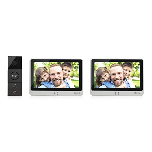 Byron Video-Gegensprechanlage mit Zwei 7 Zoll HD Touchscreen 720p (erweiterbar) Videoaufnahmefunktion Nachtsicht, Silber von Byron