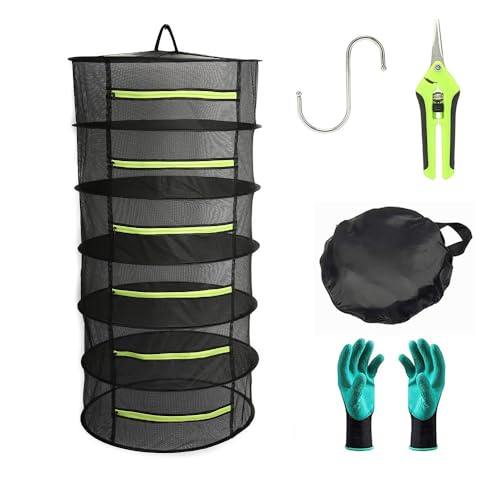 Bysameyee 6-lagiger Kräutertrockner, 2ft Plant Hanging Mesh Trockennetz mit grünen Reißverschlüssen und Bonushaken Bysameyee 6-lagiger Kräutertrockner, 2ft Plant Hanging Mesh Trockennetz mit grünen Reißverschlüssen und Bonushaken von Bysameyee