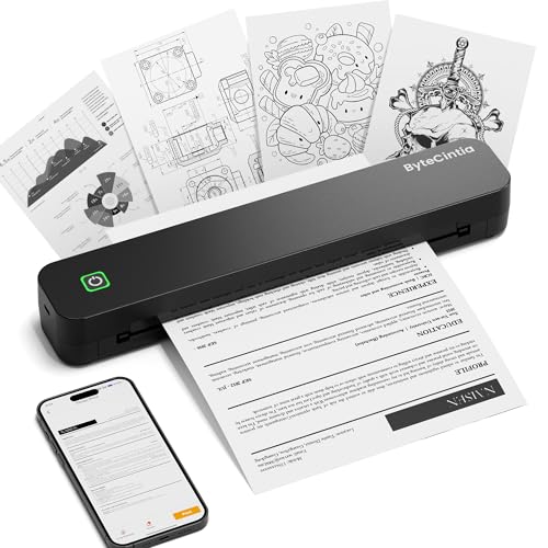 ByteCintia C80S Thermodrucker A4, Mobiler Drucker Unterstützung für 8.5"x11" A4, Tragbarer drucker Kompatibel mit iOS, Android, Laptop für Büro, Auto ByteCintia C80S Thermodrucker A4, Mobiler Drucker Unterstützung für 8.5"x11" A4, Tragbarer drucker Kompatibel mit iOS, Android, Laptop für Büro, Auto von ByteCintia