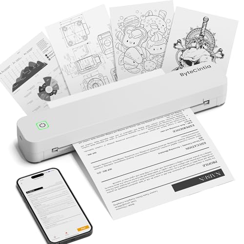 ByteCintia C80S Thermodrucker A4, Mobiler Drucker Unterstützung für 8.5"x11" A4, Tragbarer drucker Kompatibel mit iOS, Android, Laptop für Büro, Auto von ByteCintia