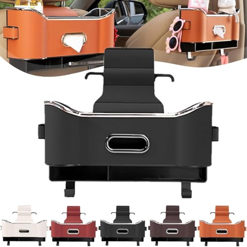 7-in-1 Auto-Multifunktions-Staufach für die Rückenlehne, Autositz-Aufbewahrungsbox Auto Organizer Rücksitz, Autositz Organizer, zusätzlicher Getränkehalter für die Kopfstütze des Rücksitzes (Schwarz) von ByteCraft