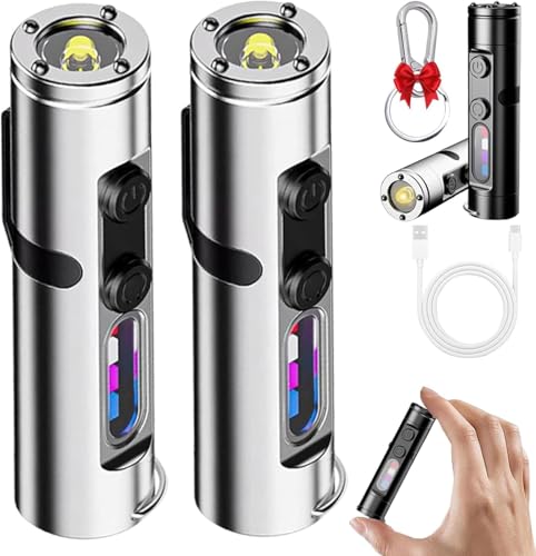 Taclite Mini - The Ultimate Everyday Micro Tool, Wiederaufladbare Magnetische LED Taktische Taschenlampe mit Hutclip, Mini Camping Taschenlampe Extrem Hell Wasserdicht für Wandern Outdoor (B*2) von ByteCraft