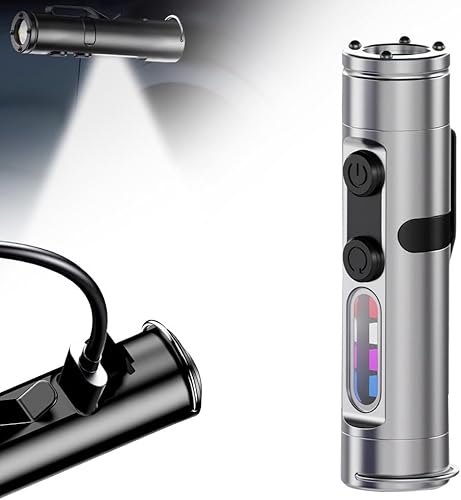 Taclite Mini - The Ultimate Everyday Micro Tool, Wiederaufladbare Magnetische LED Taschenlampe Mini Extrem Hell mit Hutclip, Vielseitig Camping Taschenlampe Wasserdicht für Wandern Outdoor (Silber) von ByteCraft
