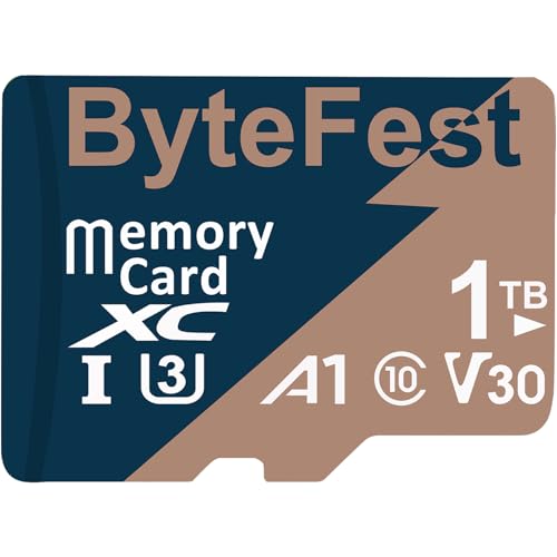 ByteFest 1TB microSD-Karte mit Adapter, Schnelle MicroSDXC UHS-I Speicherkarte U3 C10 A1 V30 UHD Video für Dashcam Action Kamera Spielkonsole ByteFest 1TB microSD-Karte mit Adapter, Schnelle MicroSDXC UHS-I Speicherkarte U3 C10 A1 V30 UHD Video für Dashcam Action Kamera Spielkonsole von ByteFest