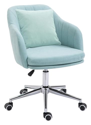 BytheM Esszimmerstühle, Drehstuhl, Schreibtischstuhl, Bürostuhl, dickes Kissen, flexibel, verstellbar, drehbar, mittlere Rückenlehne, ergonomischer Drehstuhl (Farbe: Blau) von BytheM